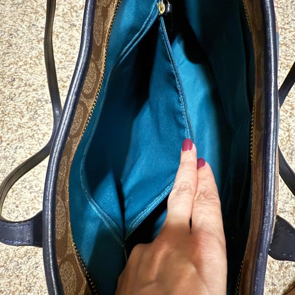 Coach Signature Brown and Blue Briefcase - Picture 6 of 11